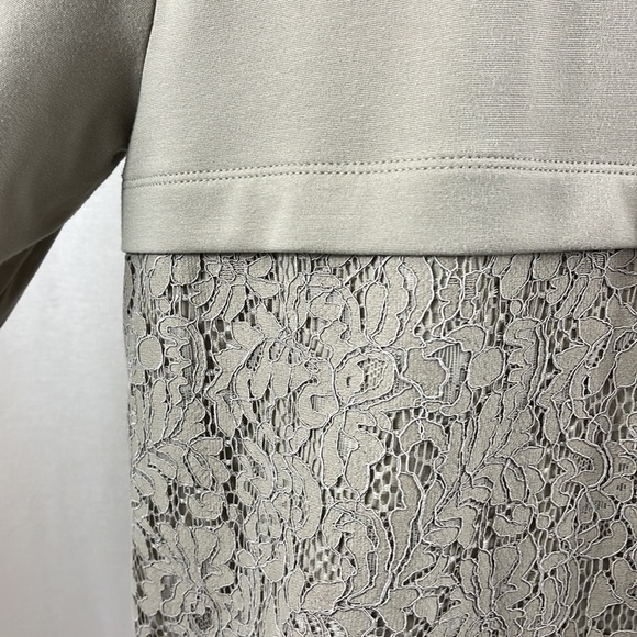 J. Jill Ponte Knit Sterling Taupe Lace Tunic Top Womens Size Medium - Picture 7 of 12
